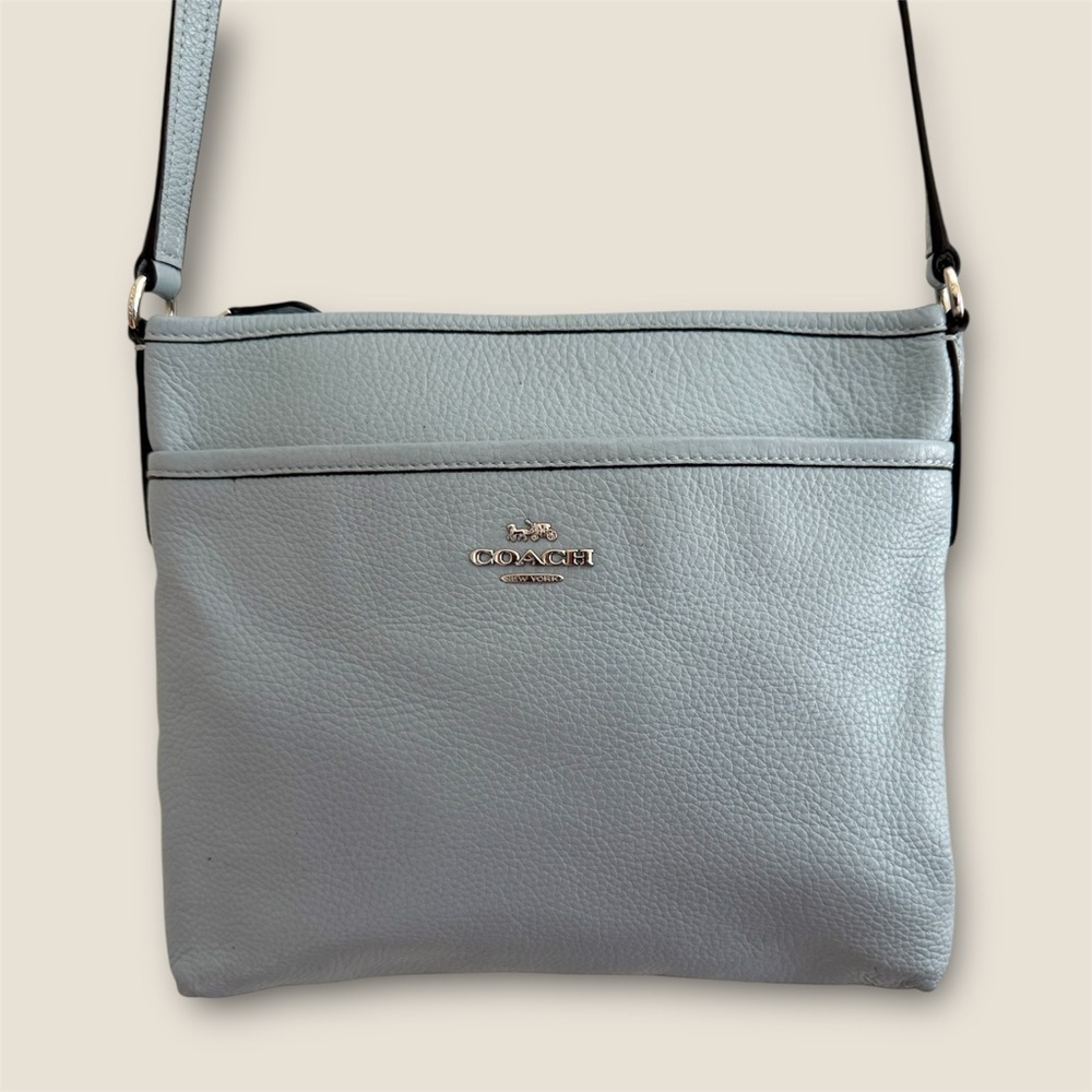 Coach Light Blue Leather Crossbody Bag Bundle w/ matching Coach Wallet - Picture 2 of 14